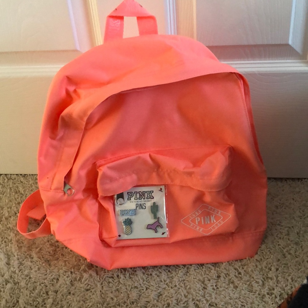 PINK neon orange small backpack
